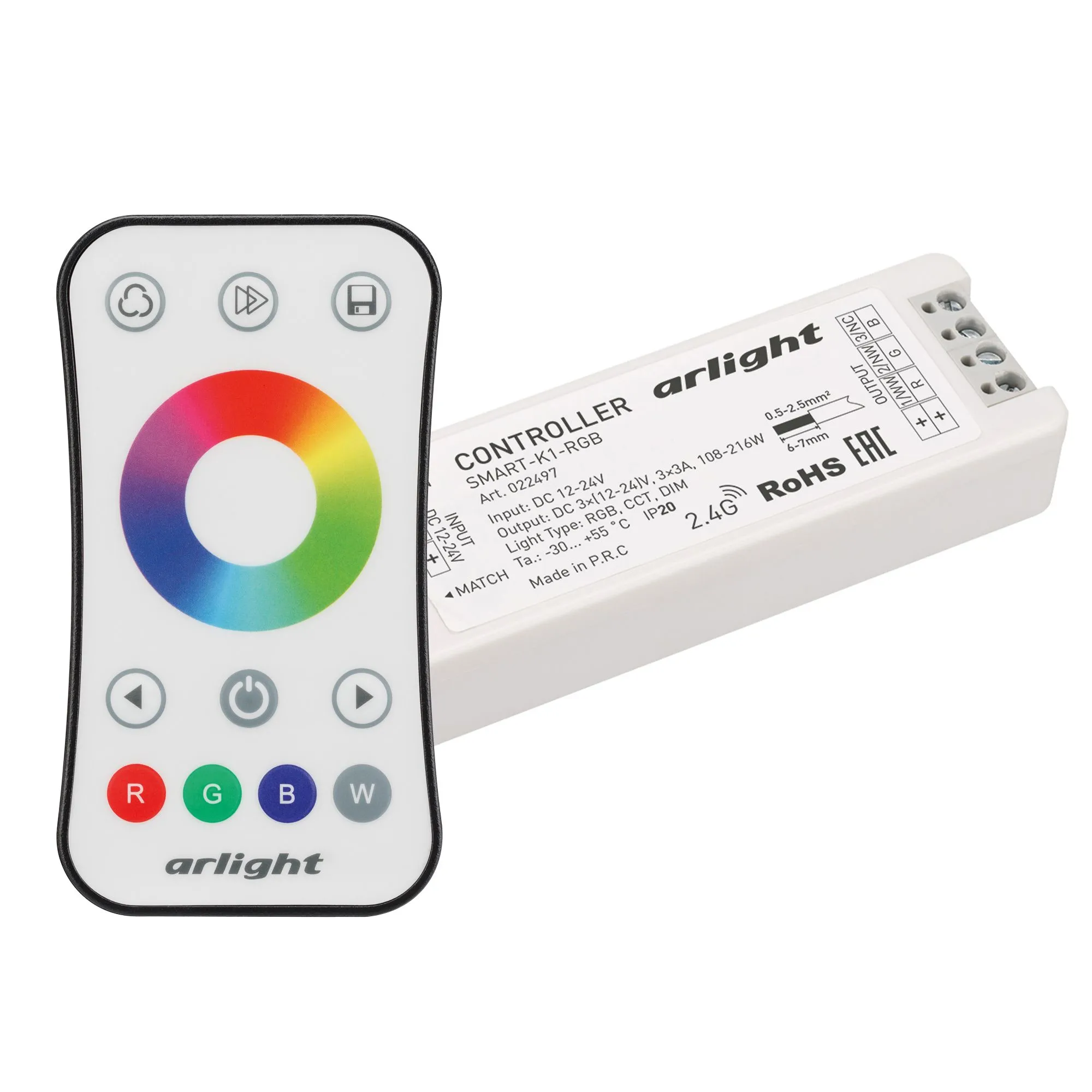 Контроллер SMART-RGB-SET-RING (12-24V, 3x3A, ПДУ 2.4G) (Arlight, IP20  Пластик, 5 лет) купить, цена за Штука